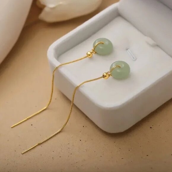 Anthropologie Jewelry - 14K Gold filled Jade Earrings